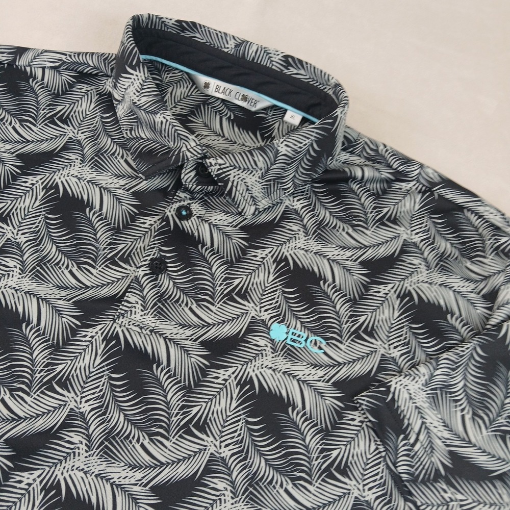 Black‎ Clover XL Mens Polo Shirt Floral Golf 23x28 Stretch Performance